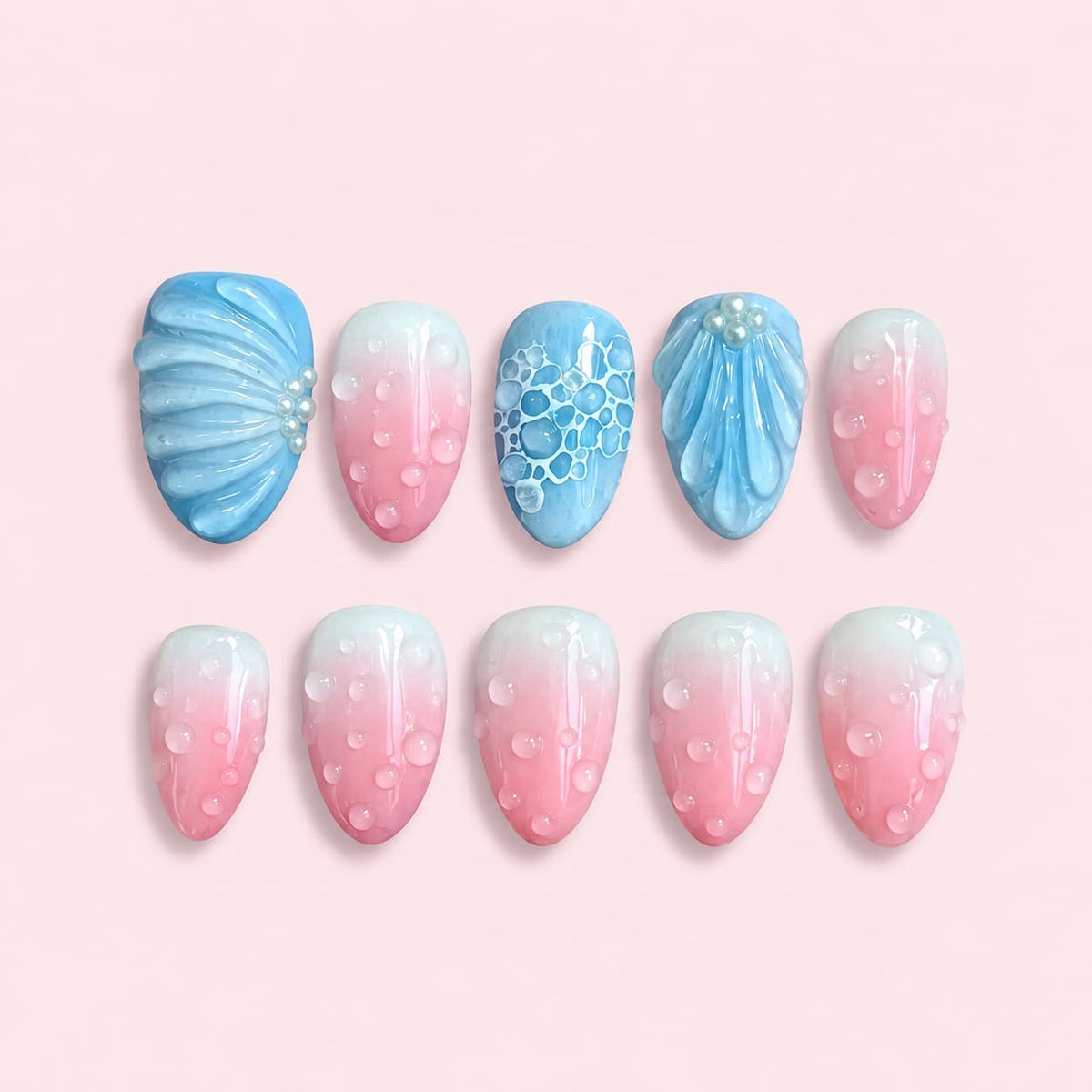 Dewdrop Blush Almond Press-On Nails
