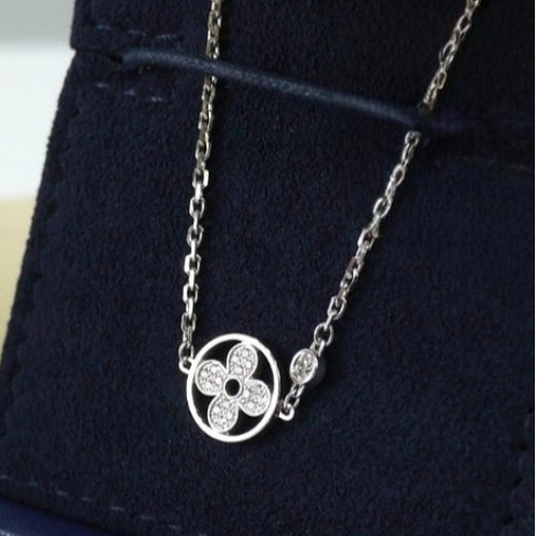 Blossom Pavé Floral Round Pendant Necklace