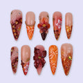 Dragonfly Orange Handmade Press On Nails