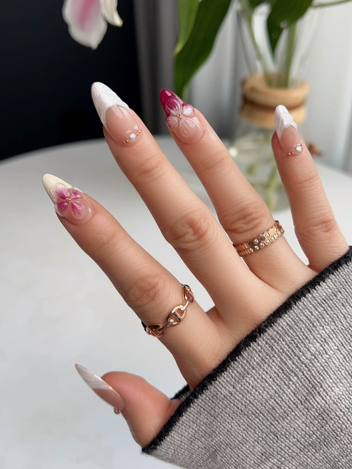Duchess Purple 3D Floral Press On Press On Nails
