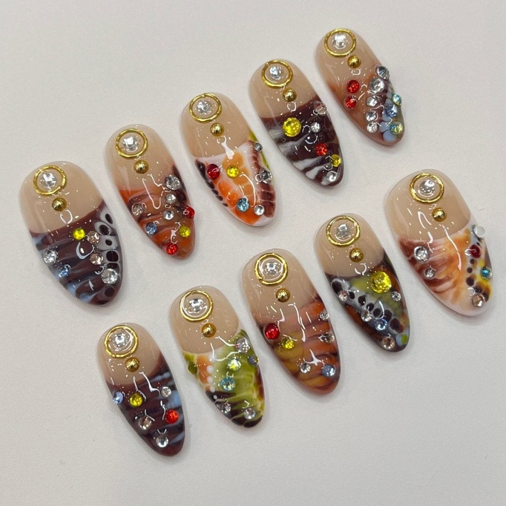 Earthy Red Handmade Reusable Press On Nails