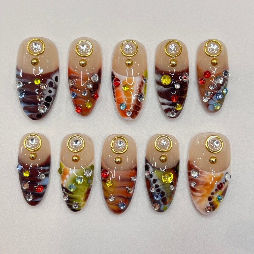 Earthy Red Handmade Reusable Press On Nails