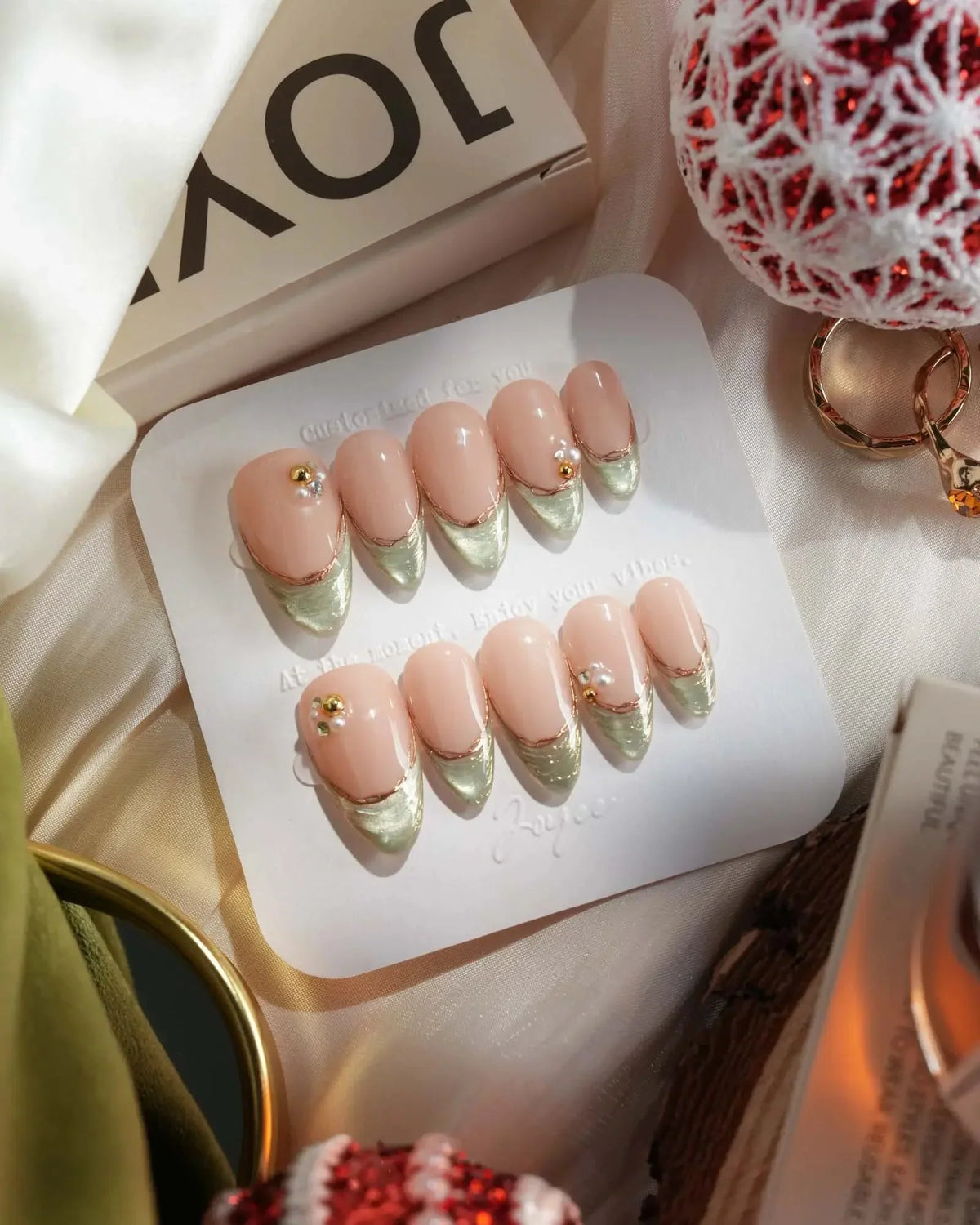 Silk Green New Reusable Press On Nails