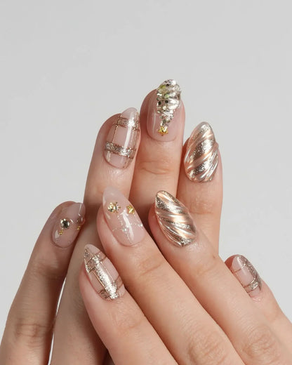 Golden Gift Reusable Press On Nails