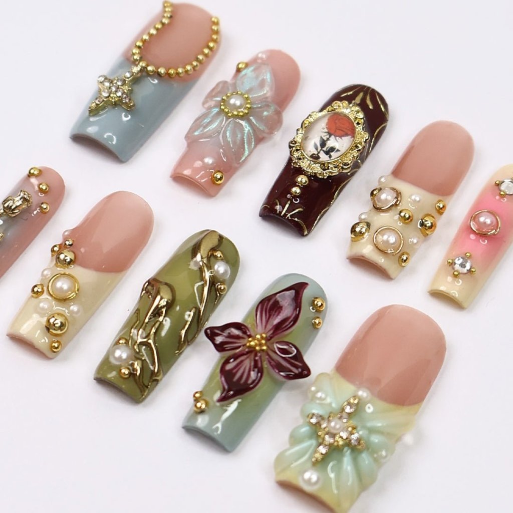 Elysian Green Handmade Reusable Press On Nails