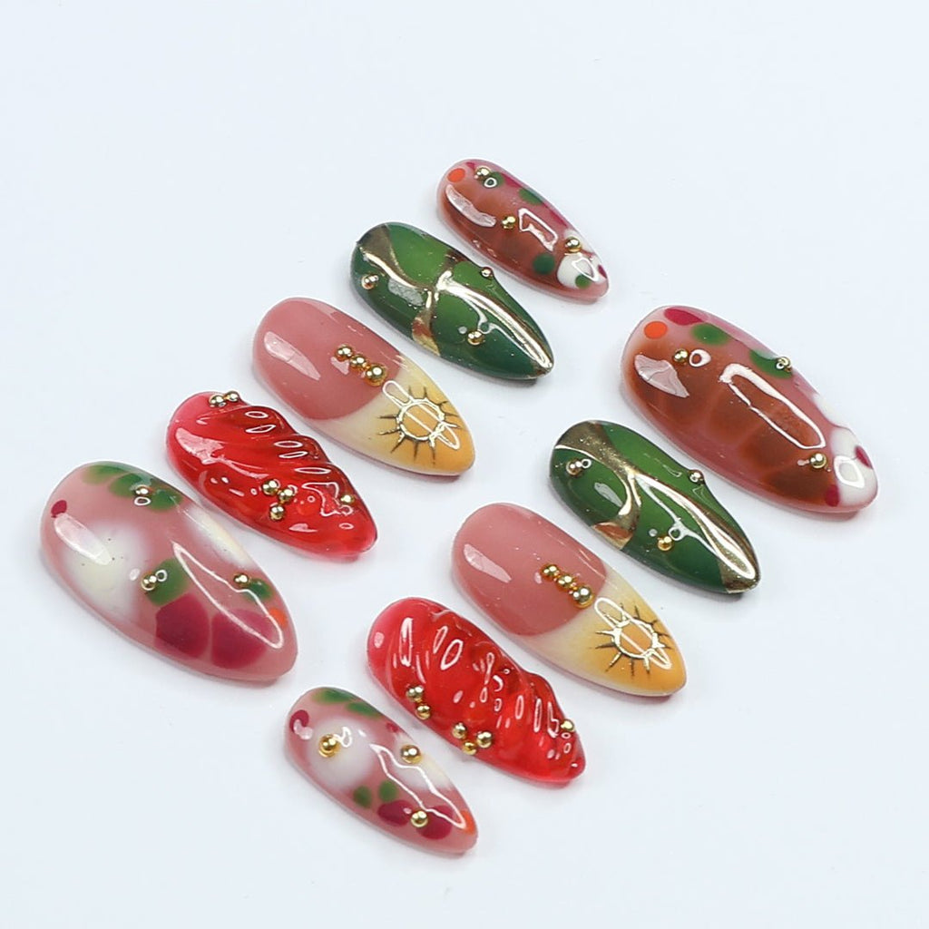 Emerald Chrome Handmade Press On Nails