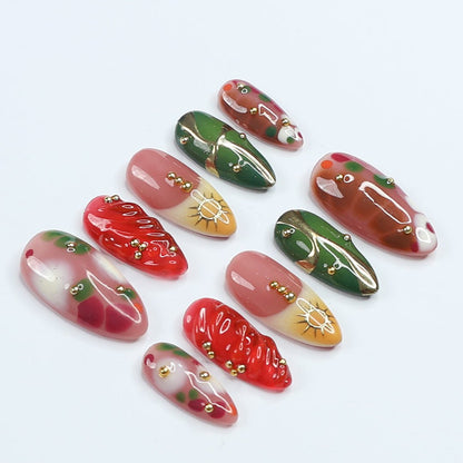 Emerald Chrome Handmade Press On Nails