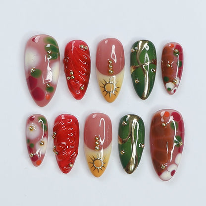 Emerald Chrome Handmade Press On Nails