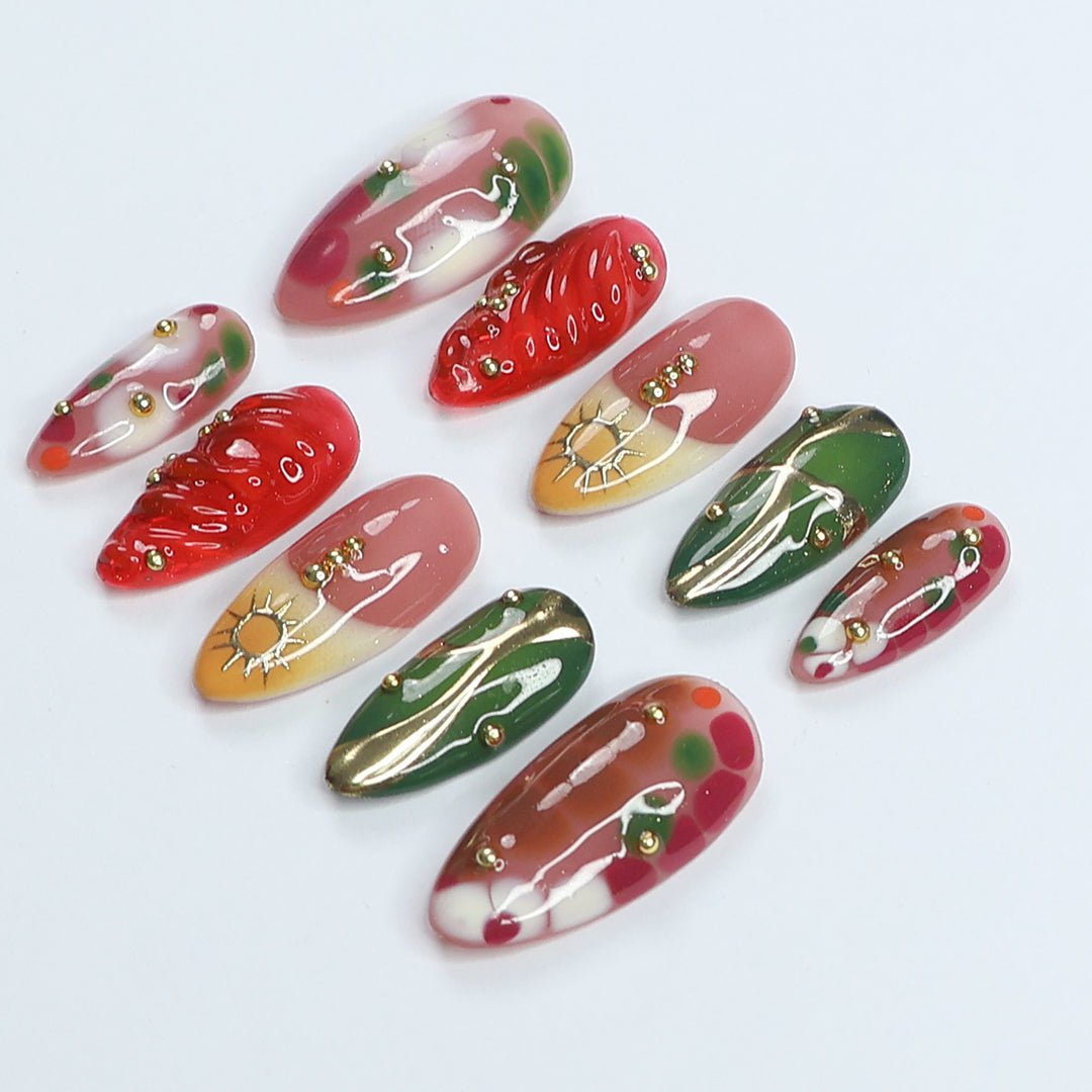 Emerald Chrome Handmade Press On Nails
