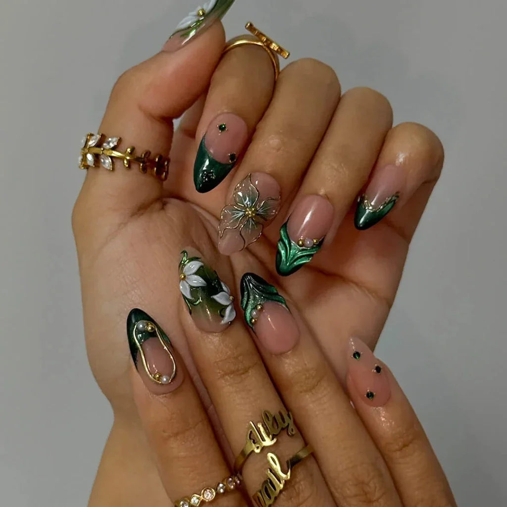 Emerald Throne Green Handmade Press On Nails
