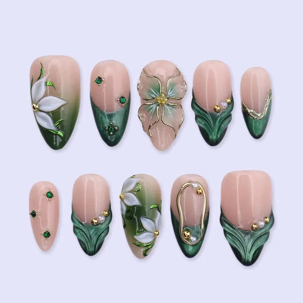 Emerald Throne Green Handmade Press On Nails