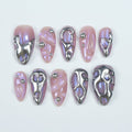 Enchanted Chrome Oasis Purple Silver Press On Nails
