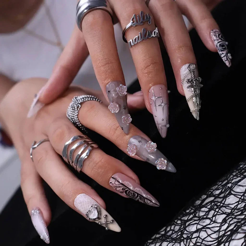 Eternal Rose Gothic Handmade Press On Nails