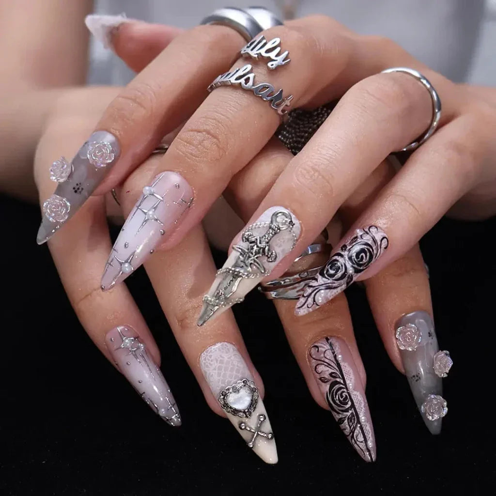 Eternal Rose Gothic Handmade Press On Nails