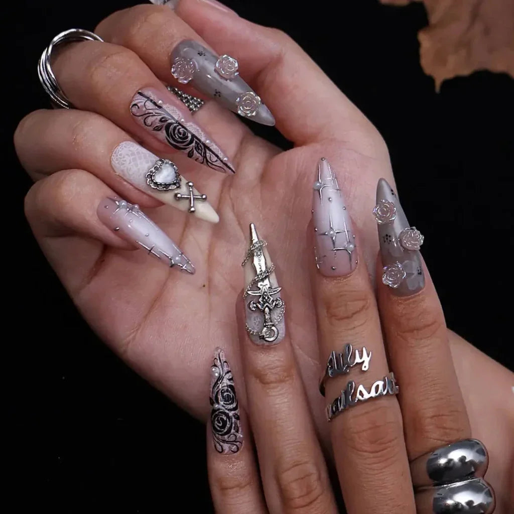 Eternal Rose Gothic Handmade Press On Nails