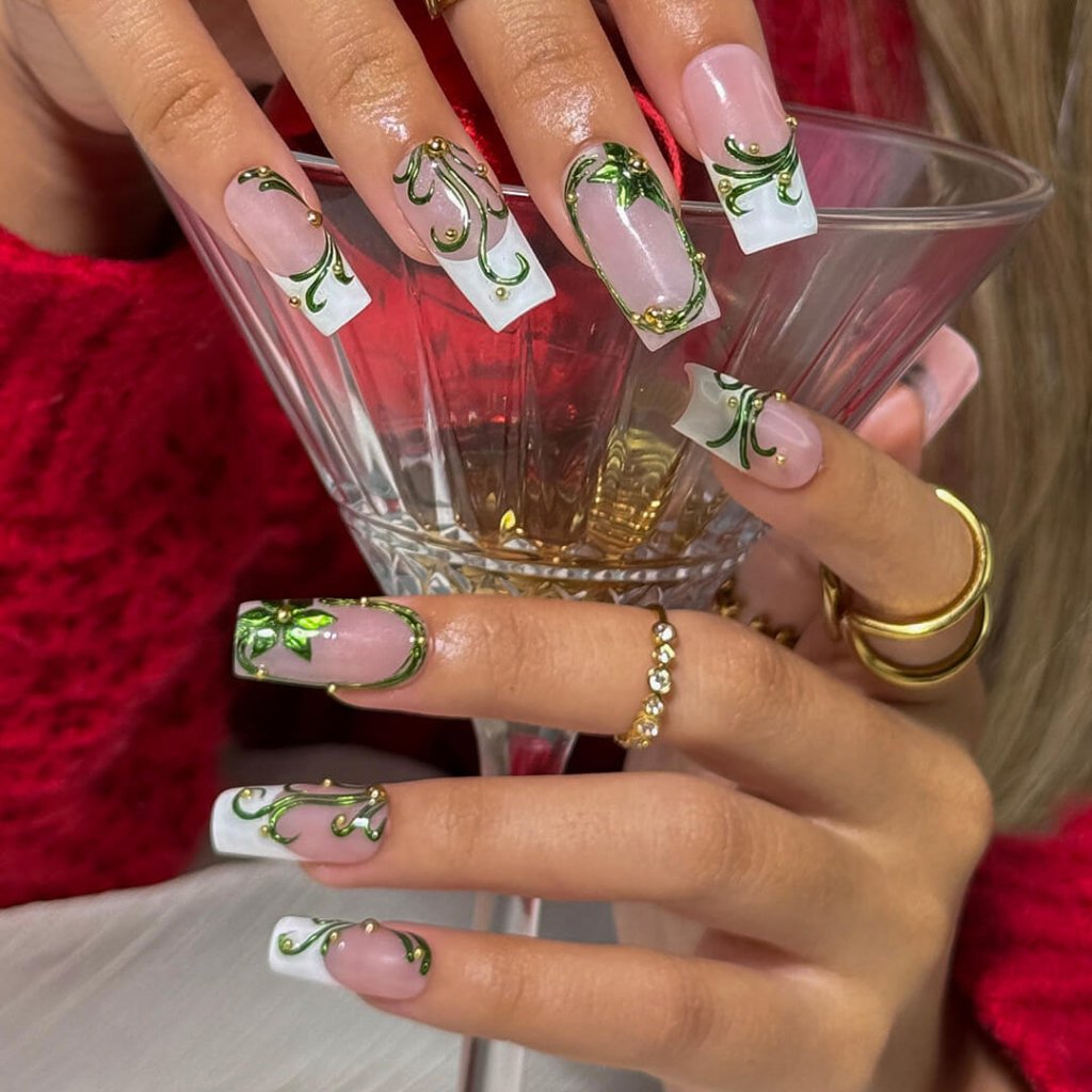 Evergleam Green Handmade Press On Nails