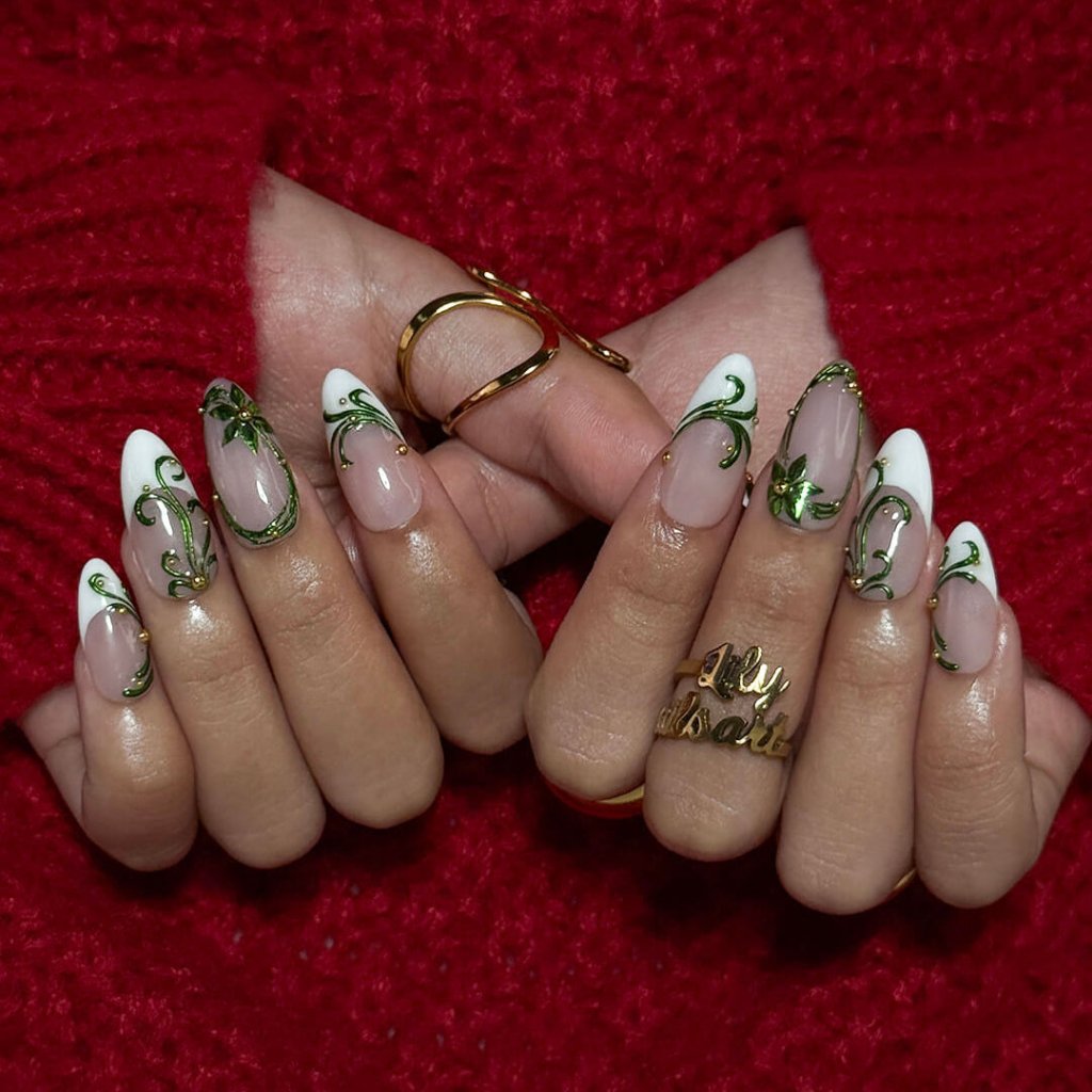 Evergleam Green Handmade Press On Nails