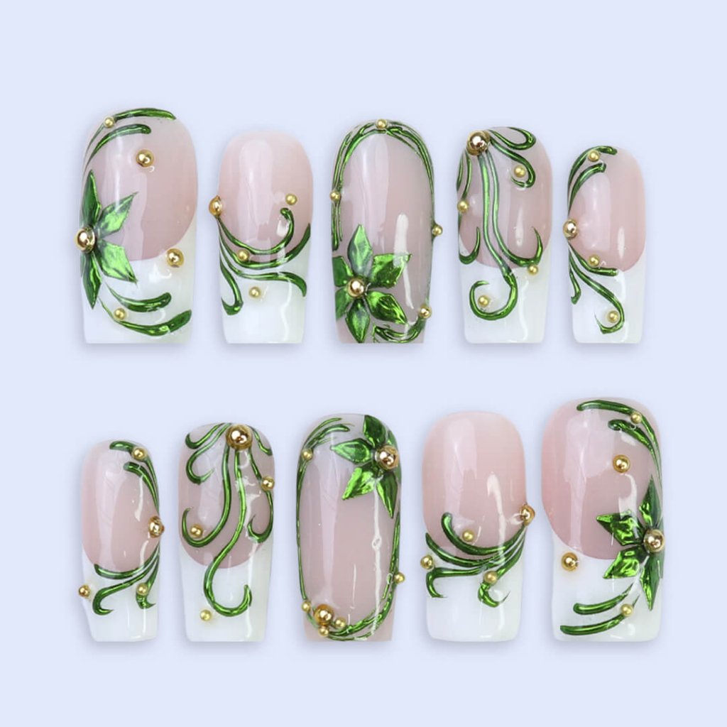 Evergleam Green Handmade Press On Nails