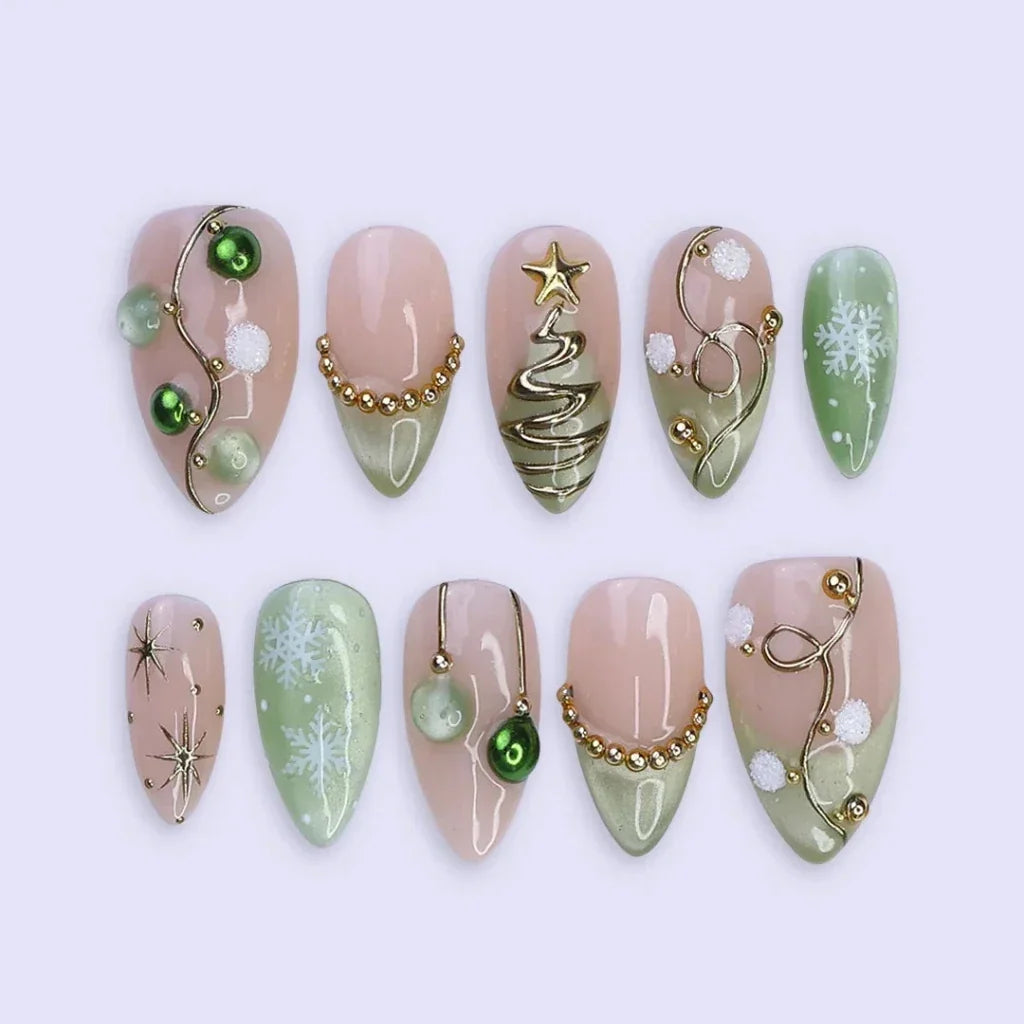 Evergreen Magic Handmade Press On Nails