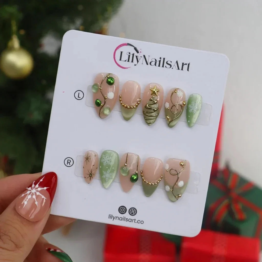 Evergreen Magic Handmade Press On Nails