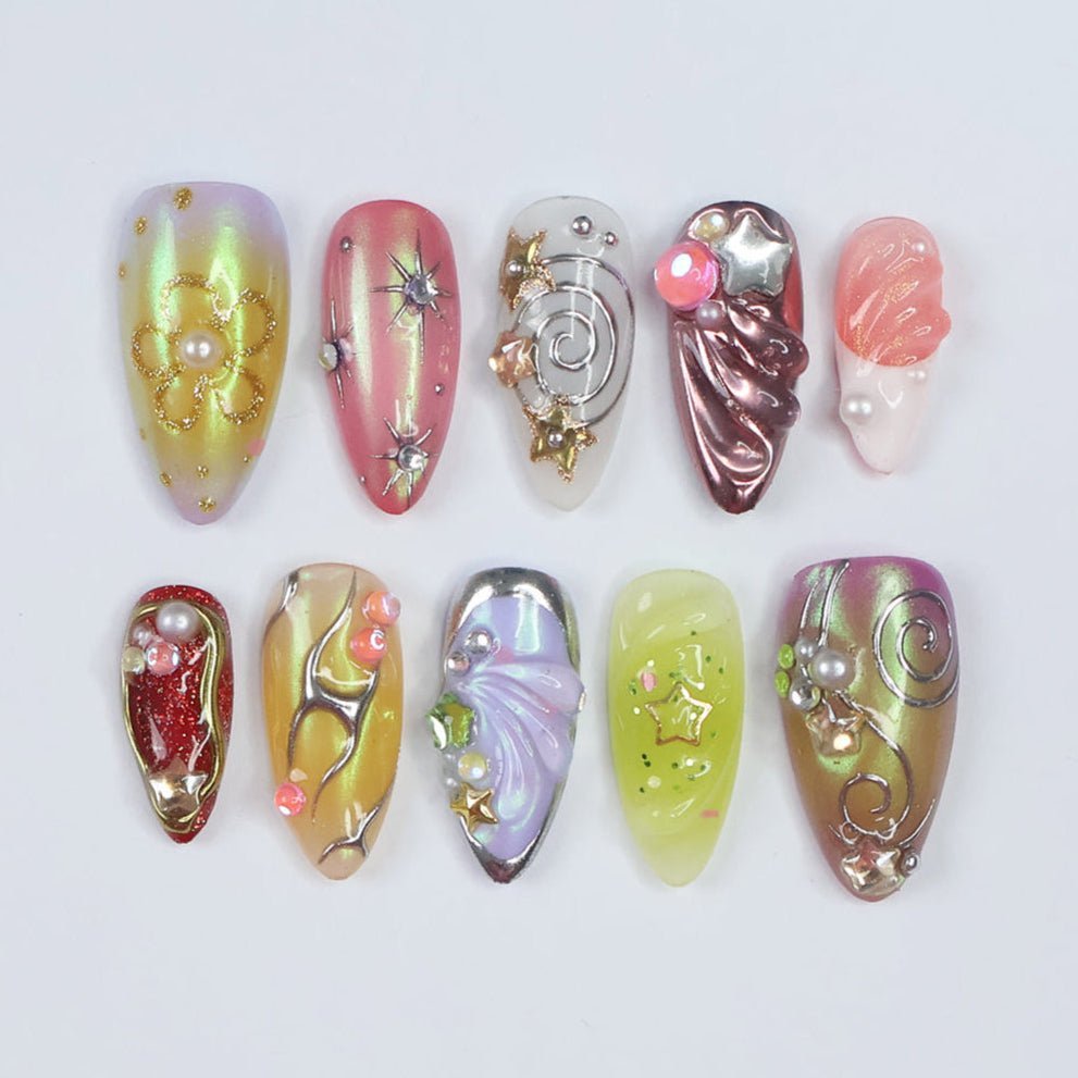 Fairy Vibe Yellow Handmade Press On Nails