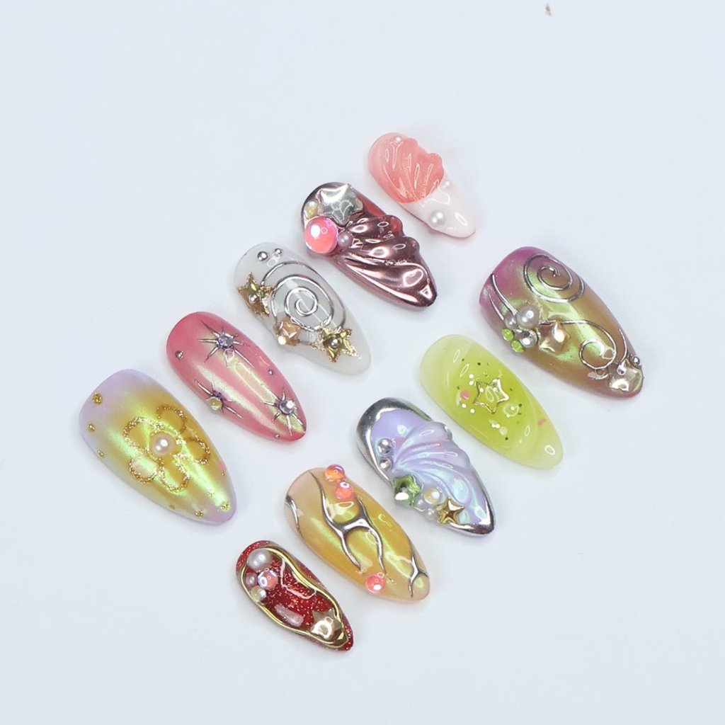 Fairy Vibe Yellow Handmade Press On Nails