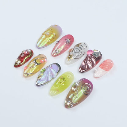 Fairy Vibe Yellow Handmade Press On Nails