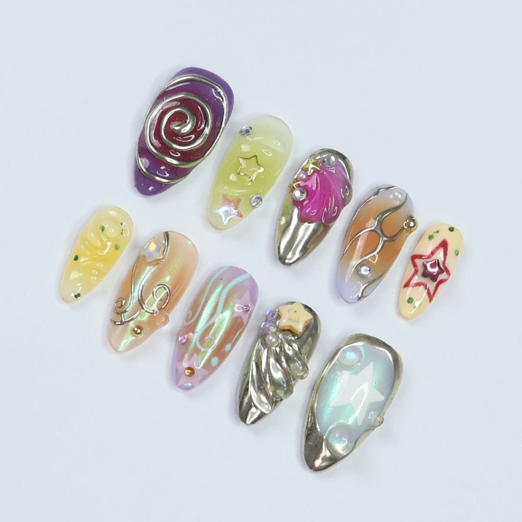 Fairy Vibe Remix Yellow Press On Nails