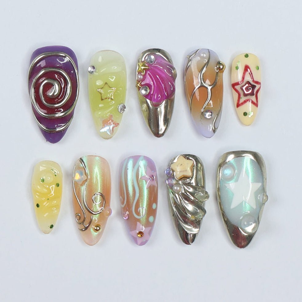 Fairy Vibe Remix Yellow Press On Nails