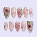 Floraison Rouge Pink Handmade Press On Nails