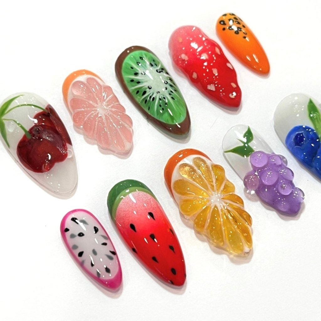 Fruit Lovers Orange Handmade Press On Nails