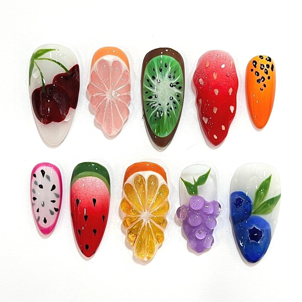 Fruit Lovers Orange Handmade Press On Nails