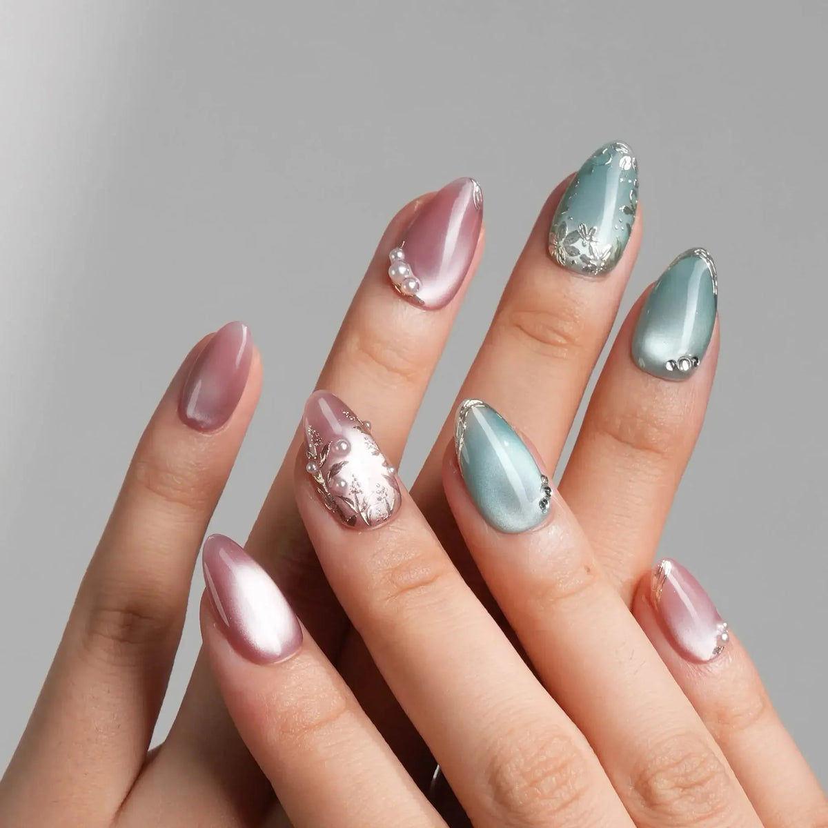 Gemstone Petals Reusable Press On Nails