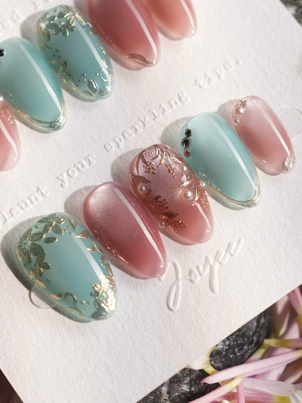 Gemstone Petals Reusable Press On Nails