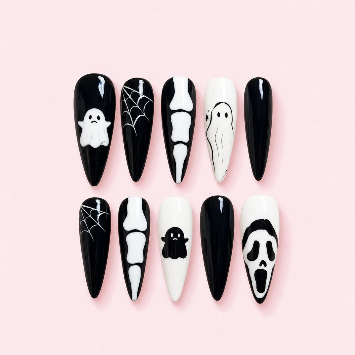 Ghost Halloween Stiletto Press-On Nails