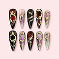 Gilded Bone Stiletto Press-On Nails - Gothic Gold