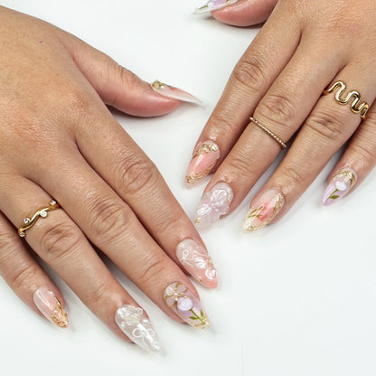 Gilded Garden Red Handmade Press On Nails