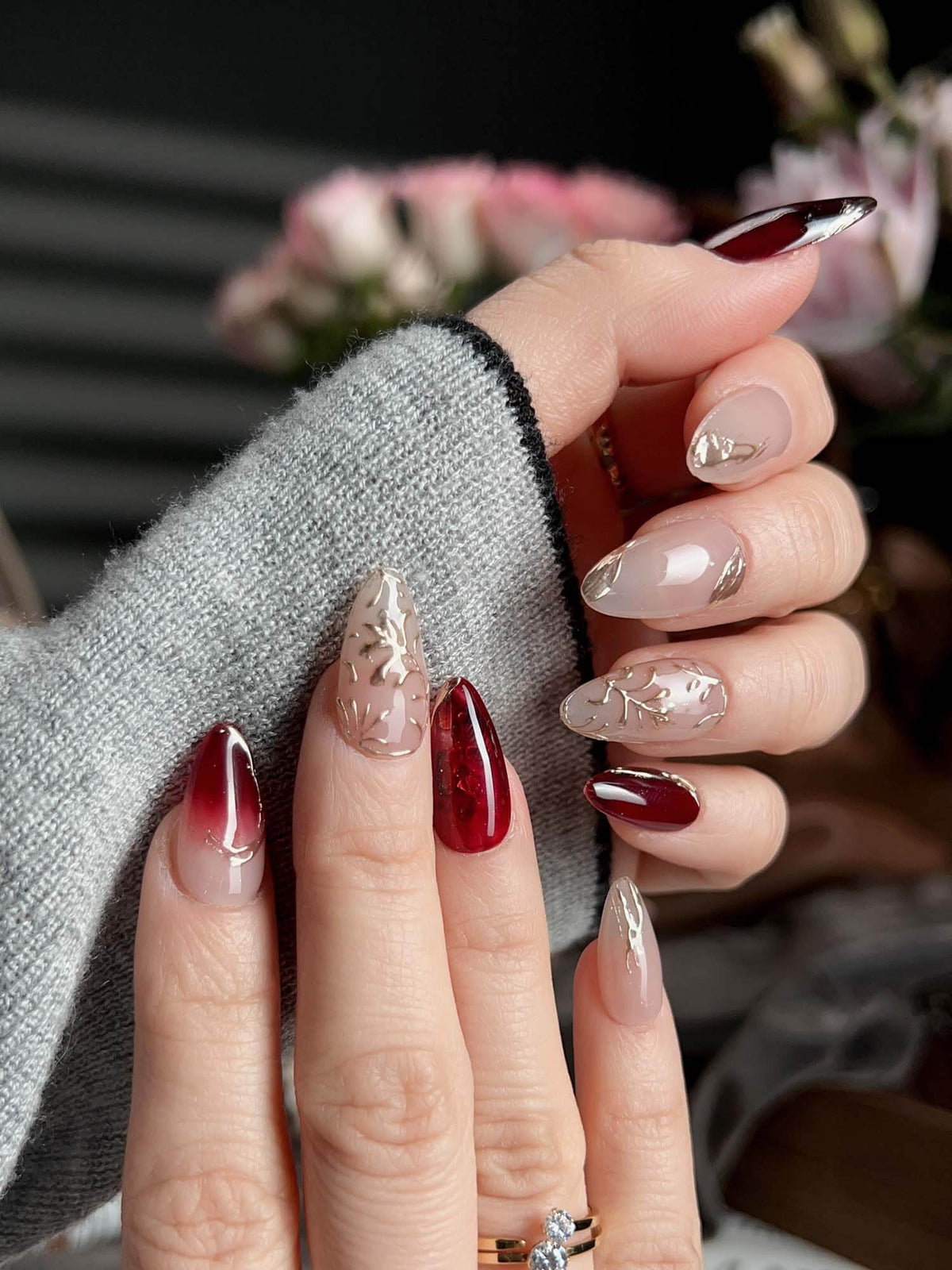Gilded Rouge Reusable Press On Nails