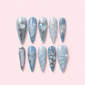 Glacier Silver Stiletto Press-On Nails