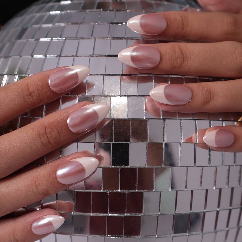Glazed White Nude French Tip Press On Nails
