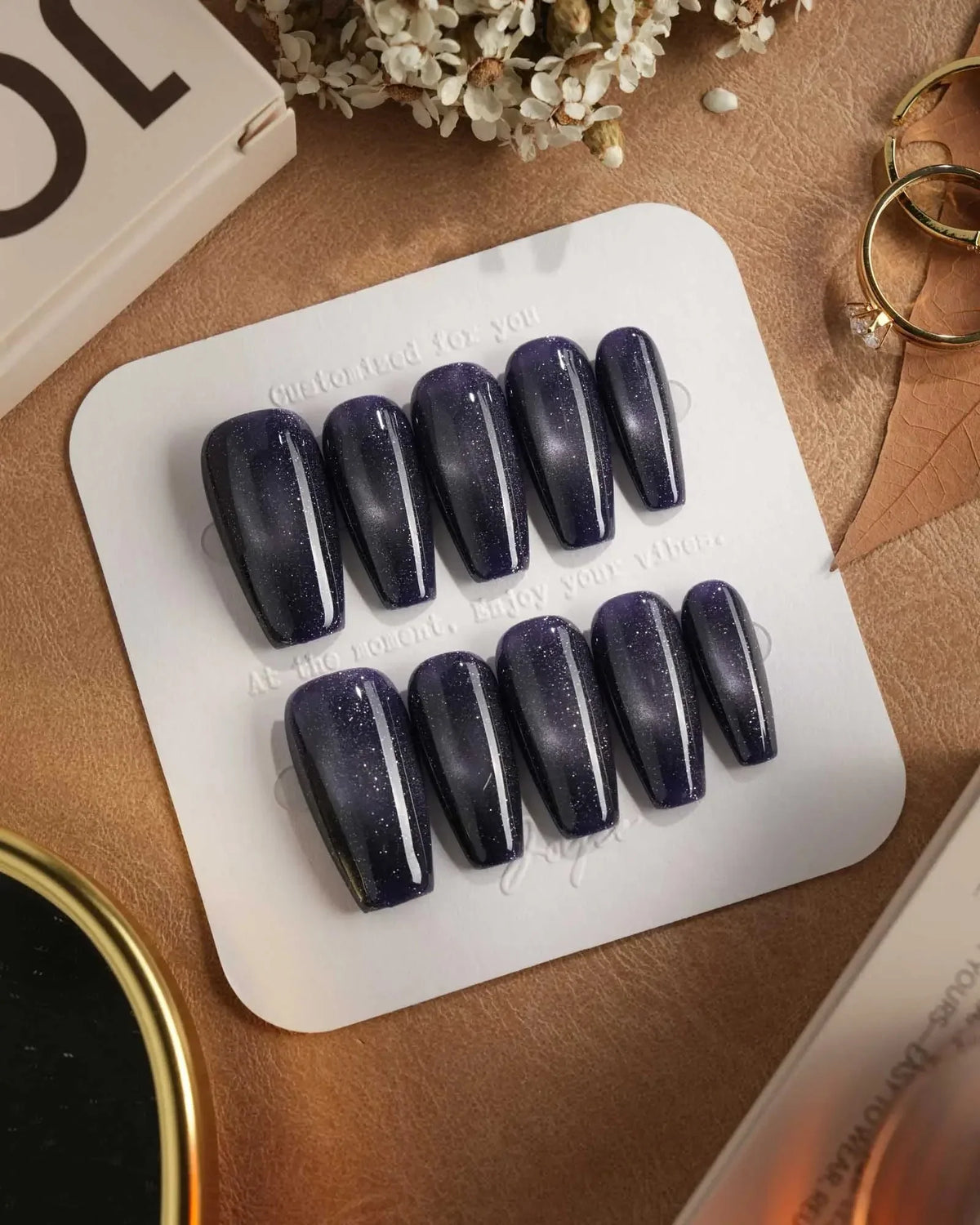 Glint Obsidian Reusable Press On Nails