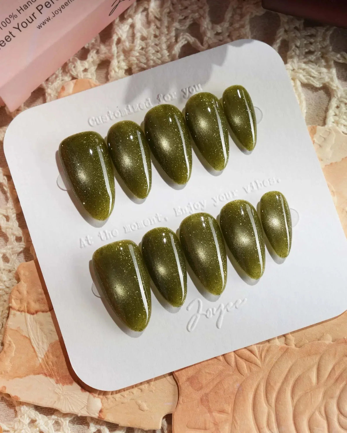 Glint Olive Reusable Press On Nails