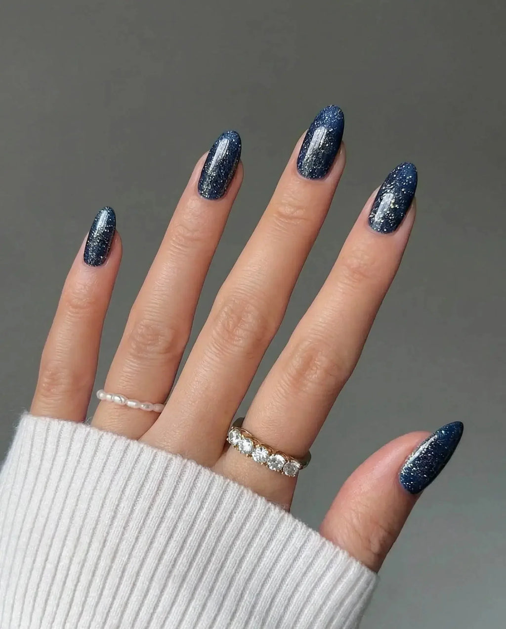 Glitter Glitz Navy Reusable Press On Nails