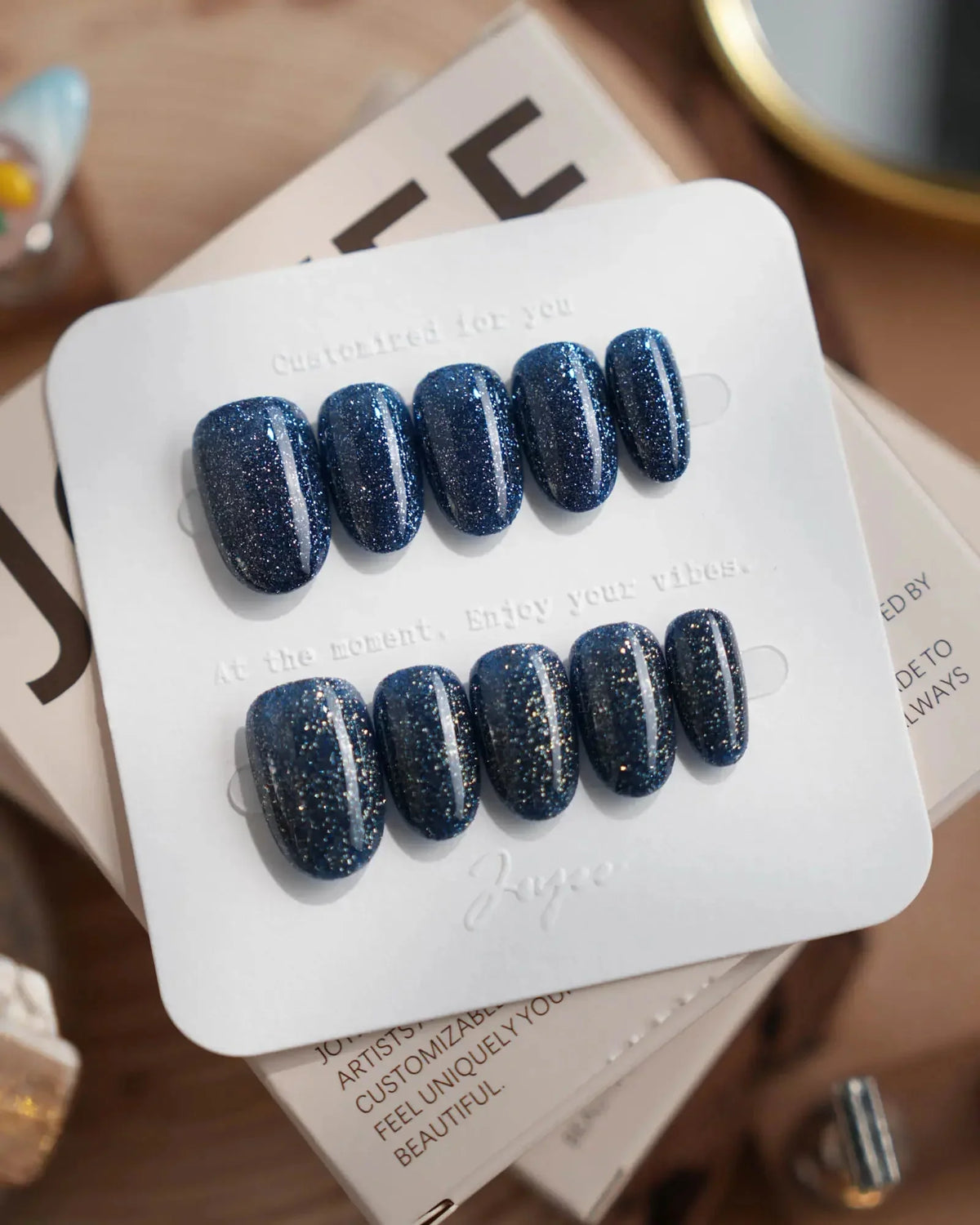 Glitter Glitz Navy Reusable Press On Nails
