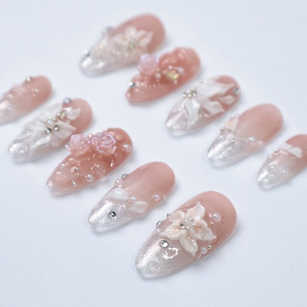 Gloriana White Handmade Press On Nails