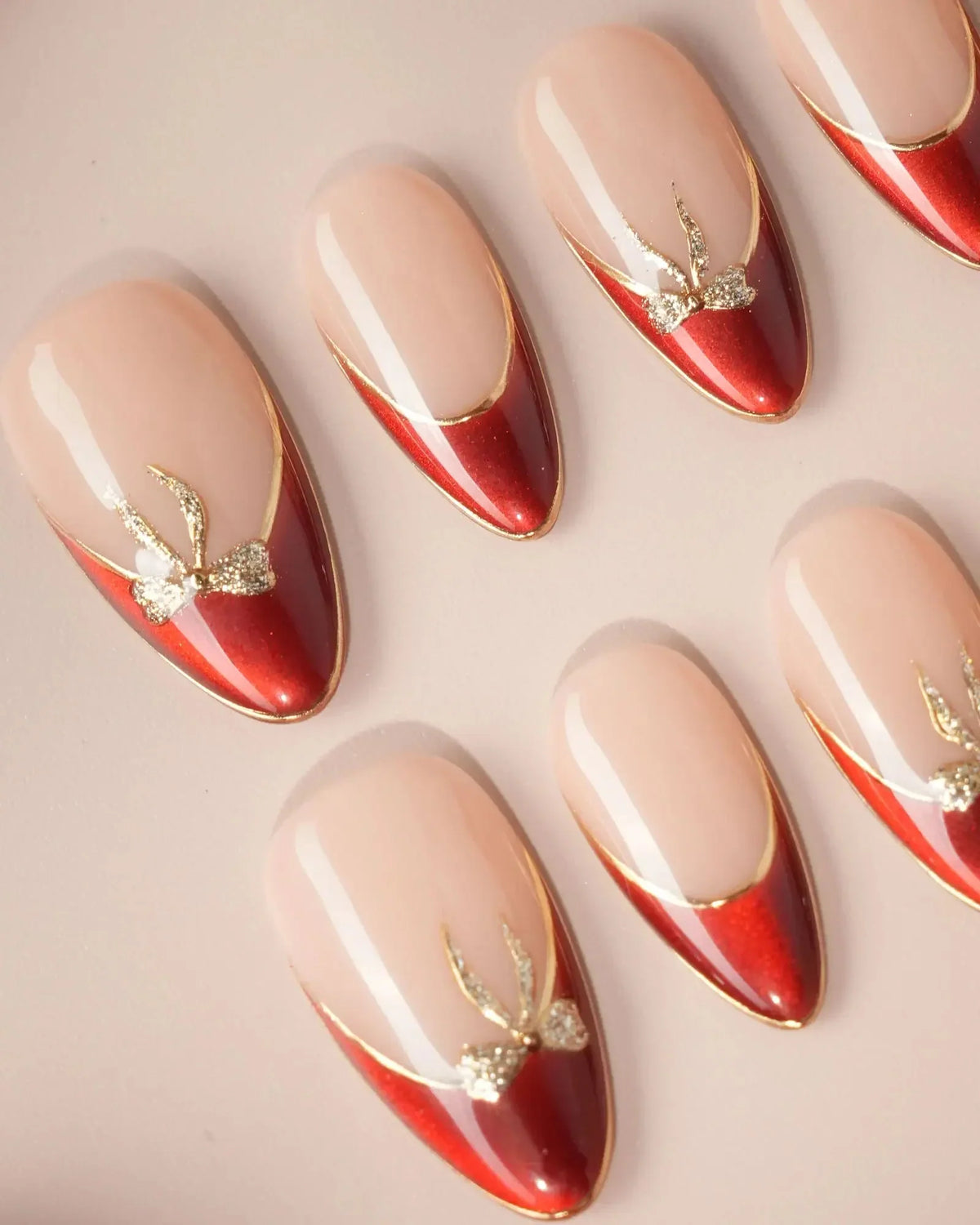 Bow French Reusable Press On Nails