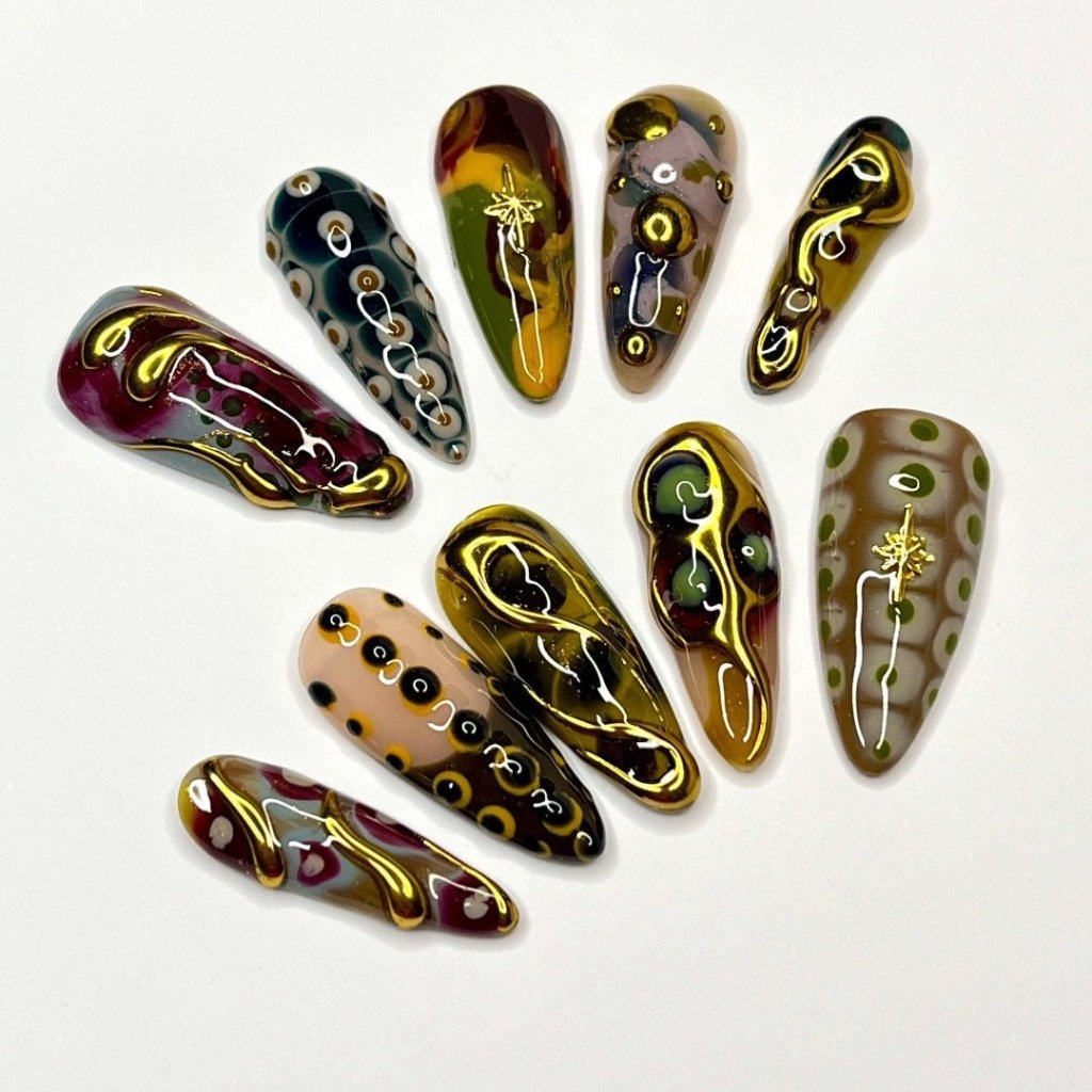 Golden Age Handmade Reusable Press On Nails