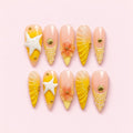 Golden Shell Press-On Nails in Stiletto