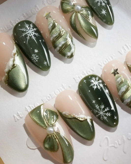 Pine Dream Reusable Press On Nails