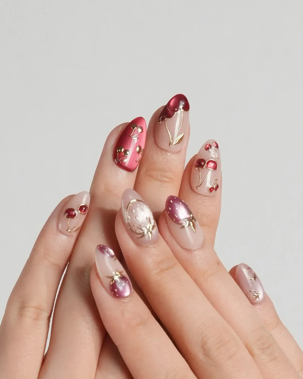 Crystal Berry Reusable Press On Nails